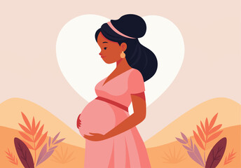 Waiting for a new life: vector illustration of a pregnant woman expecting a baby.
