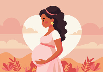 Pregnant woman waiting for a new life: vector illustration reflecting the beauty of motherhood.