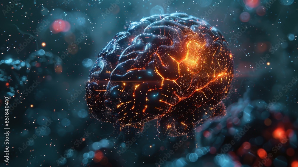 Aufkleber dynamic brain model with neural network activity,