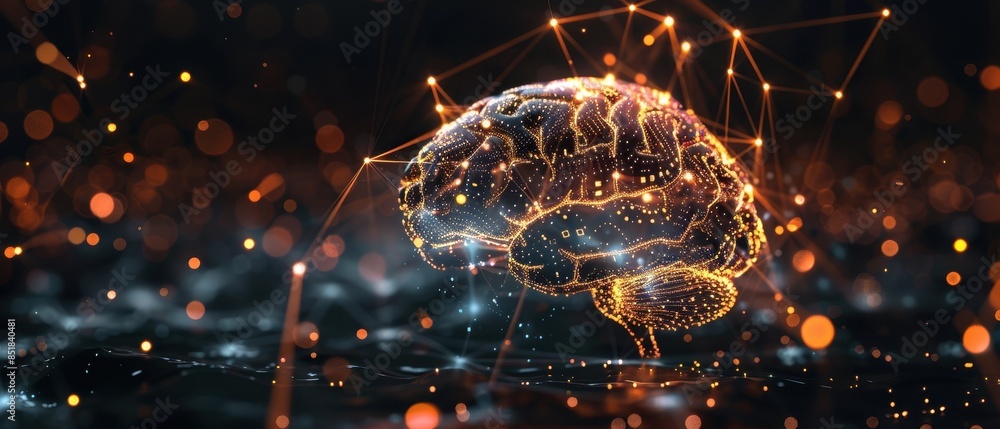 Aufkleber dynamic brain model with neural network activity,