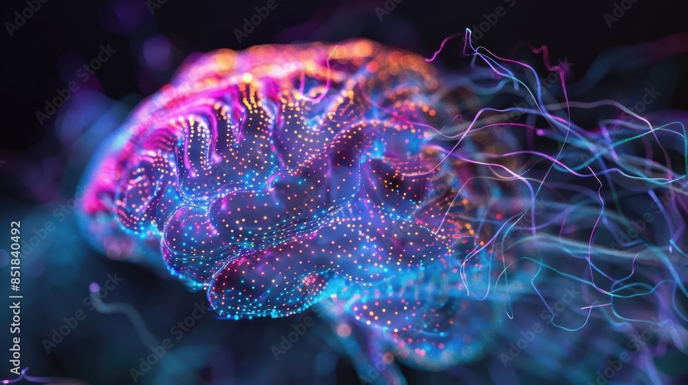 Aufkleber dynamic brain model with neural network activity,