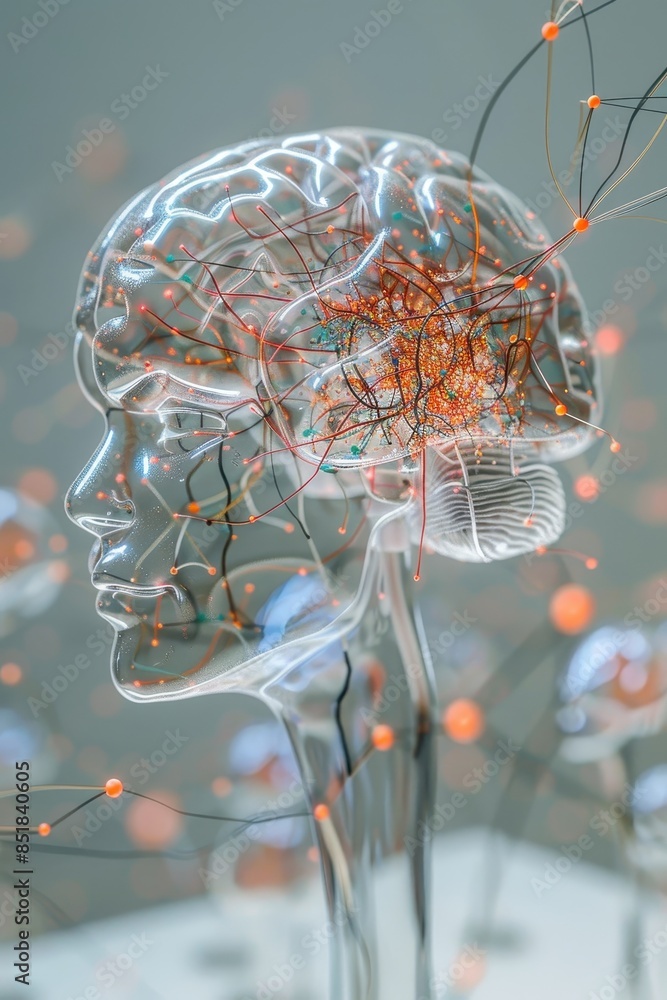Aufkleber dynamic brain model with neural network activity,