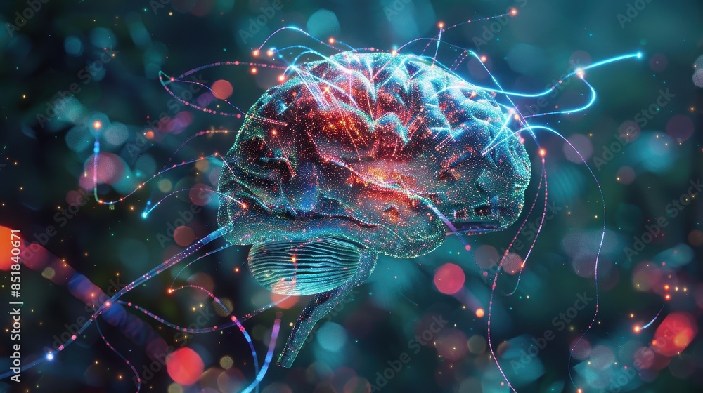 Aufkleber dynamic brain model with neural network activity,