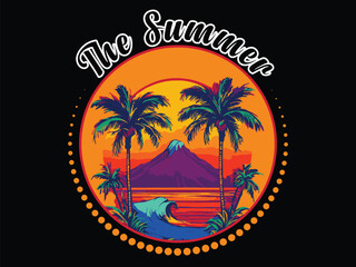 Vector Summer T-Shirt Design: Vibrant, Fun Graphics Perfect for Sunny Days and Beach Vibes.
