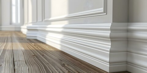 Obraz premium Professional 3D Model of a Skirting Board with Selective Focus and Copy Space. Concept 3D Modeling, Skirting Board, Selective Focus, Copy Space