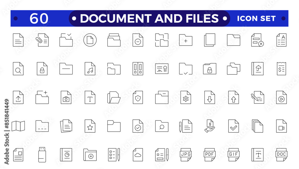 Aufkleber document outline icon set. documents symbol collection. different documents icons.set of file and do