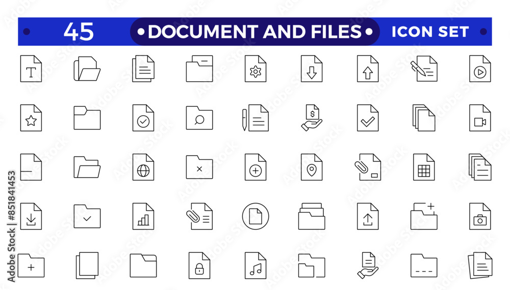 Aufkleber document outline icon set. documents symbol collection. different documents icons.set of file and do