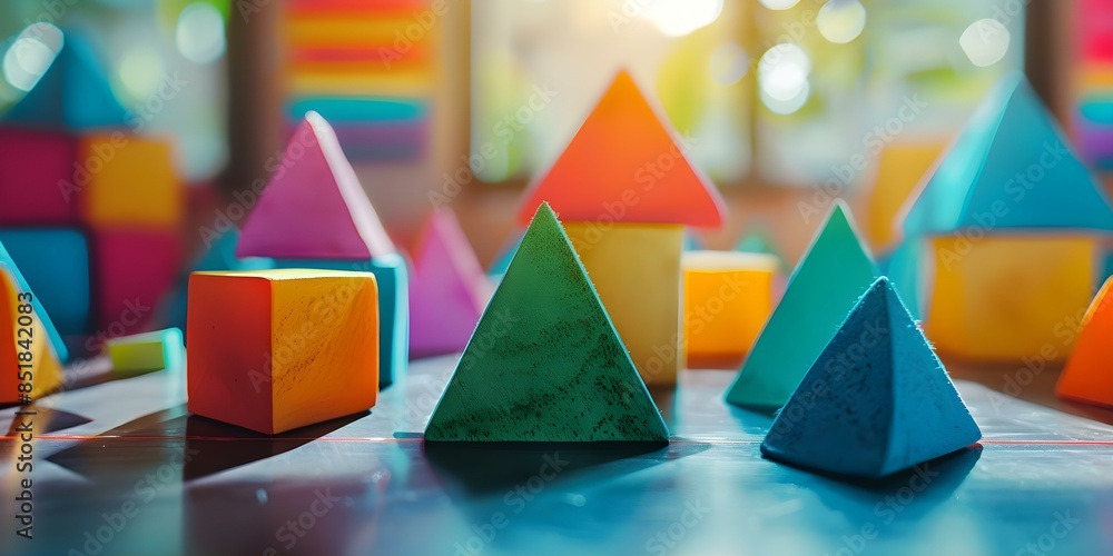 Aufkleber energetic school background with colorful geometric shapes representing dynamic learning. concept sc