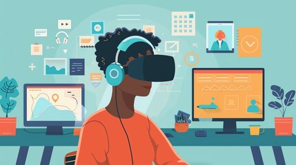 A student attending a virtual career fair