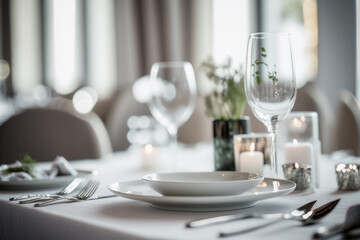 Elegant dining table setting in soft light