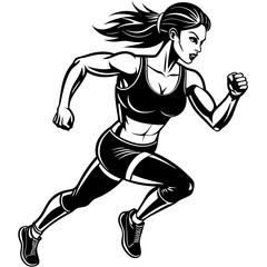Naklejka premium fitness-woman-in-black-and-white-run