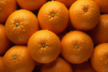 Fresh oranges, whole and halved oranges filling the entire frame, food background
