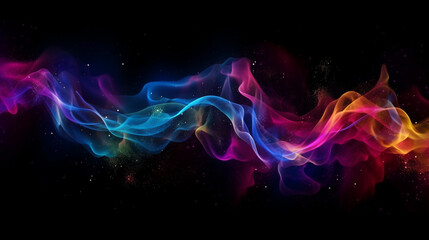 Fototapeta premium Multicolored perfume flow with sparkles, magical glitter and flashing lights.