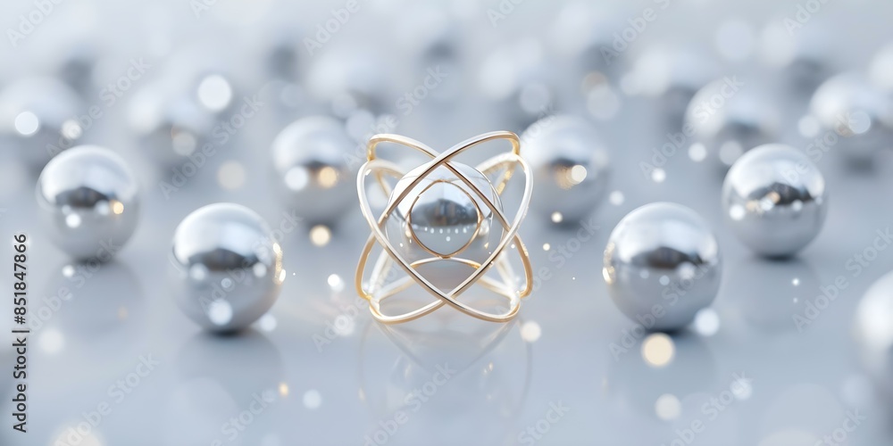 Poster the illuminated core of metallic atoms a visual representation in textbook diagrams. concept atomic 