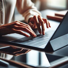 A person typing on a laptop relevant unique.