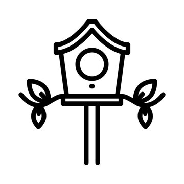 recommend clip art: Bird house line icon. Gardening icon. Planting icon isolated on white background. Transparent background, minimalist symbol. Vector images