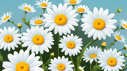Fototapeta premium Charming Daisy Design with White and Yellow Flowers Pattern