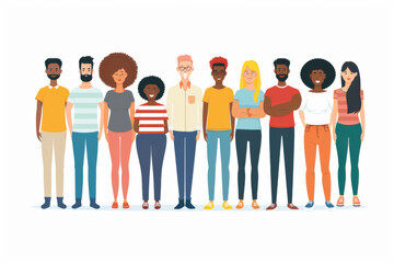 Obraz premium flat illustration of a diverse group of people standing together isolated on white background