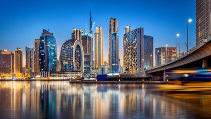 the business bay of dubai dat night