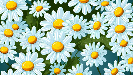 Charming Daisy Design with White and Yellow Flowers Pattern