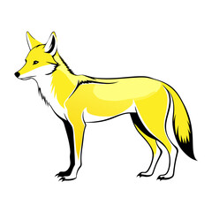 yellow fox, captured in profile with elegant lines and a modern design