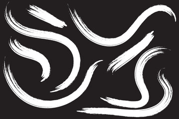 Wavy and swirled brush strokes seamless pattern. Thick and bold texture curved lines. Abstract art background in Memphis style. Geometric grunge pattern with swashes. Brush drawn swirled lines.