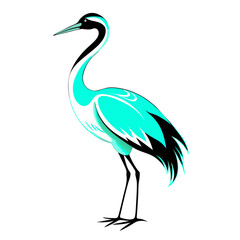Obraz premium graceful cartoon illustration of a crane with long legs and elegant feathers.