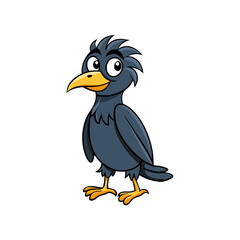 Obraz premium detailed vector illustration of a crow with black feathers and a sharp beak.