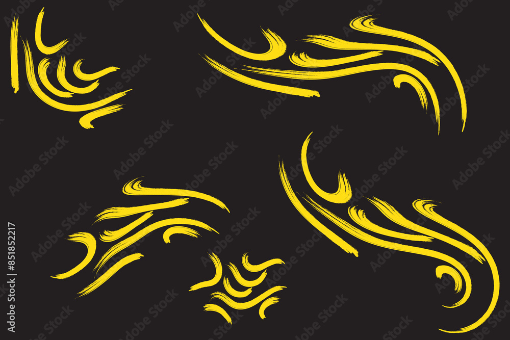 Aufkleber wavy and swirled brush strokes seamless pattern. thick and bold texture curved lines. abstract art b