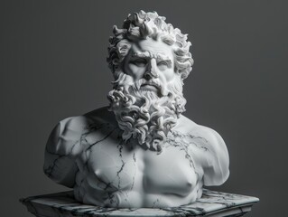 Medium shot of ancient greek man, waist high shot photography, themed background.