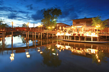 Wooden houses near the water Rural life at Ban Khlong Dan, Songkhla Province, Thailand 