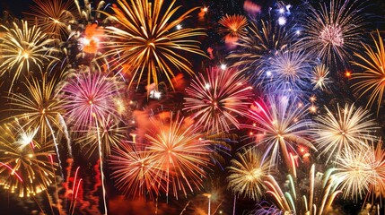 Fototapeta premium Colorful fireworks lighting up night sky