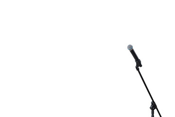 Stand with the modern microphone on a white background