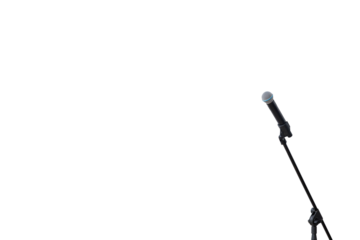 Stand with the modern microphone on a white background