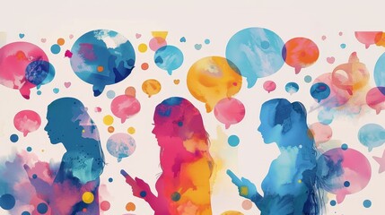 Fototapeta premium Social Media flat design top view usergenerated content theme water color Analogous Color Scheme