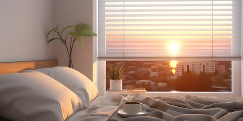 Smart blinds create a gradual sunrise effect in the bedroom. Concept Smart Home, Bedroom Makeover, Circadian Rhythm, Home Automation, Morning Routine