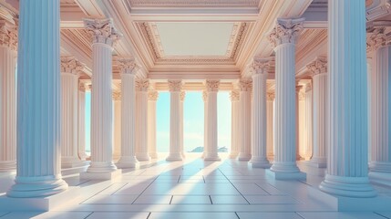 Obraz premium NeoClassicism flat design front view architectural marvel theme 3D colored pastel