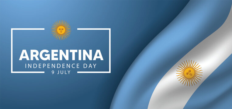 Argentina Independence Day 9 July waving flag vector poster