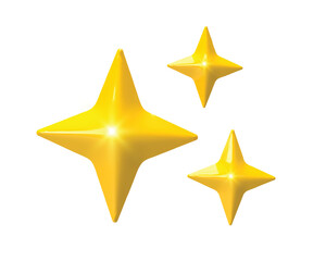 3D Gold star sparkle emoji. Cute shiny star shaped object. Magic elements. Party confetti. Cartoon creative design icon. 3d gold star sparkle icon trendy style symbol.