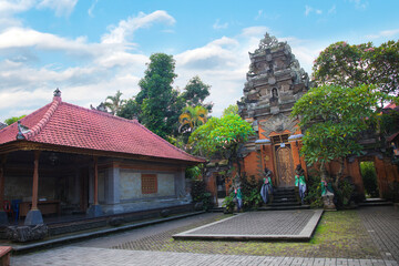 Beautiful view of Taman Saraswati temple in Ubud on Bali Island, Indonesia
