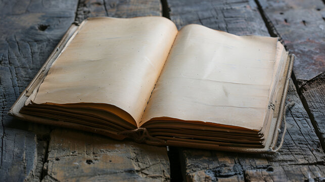 A conceptual image showcasing the art of journaling, featuring a notebook with open blank pages ready for writing. The image provides ample copy space for customization and personalizationA conceptual