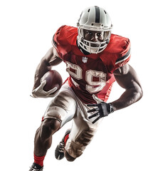American Football player on isolated transparent background