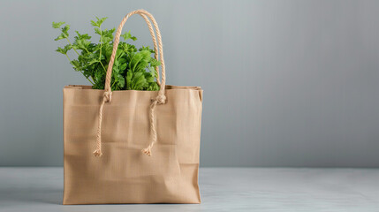 Plastic Bag Free Day. Eco-friendly shopping bag with copy space.