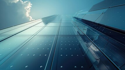 Fototapeta premium A closeup of a sleek, hightech solar panel integrated into a futuristic building facade