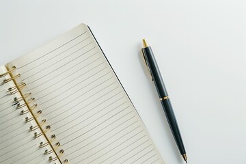 Naklejka premium Elegant Luxury Notebook Product Photography on White Background with Soft Shadows and Minimalistic Design