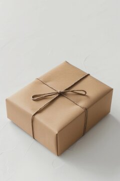 A simple, unmarked package wrapped in brown paper and tied with a brown string