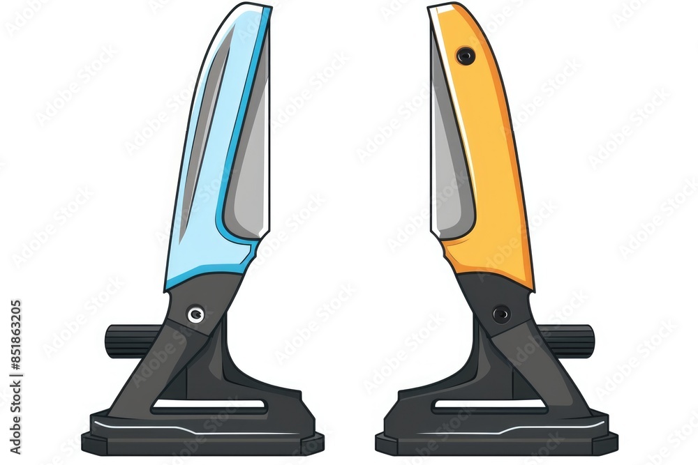 Poster A pair of scissors on a desk or table, ready for use