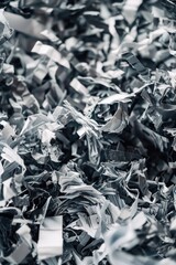A pile of shredded paper sits on top of a table, with no surrounding context