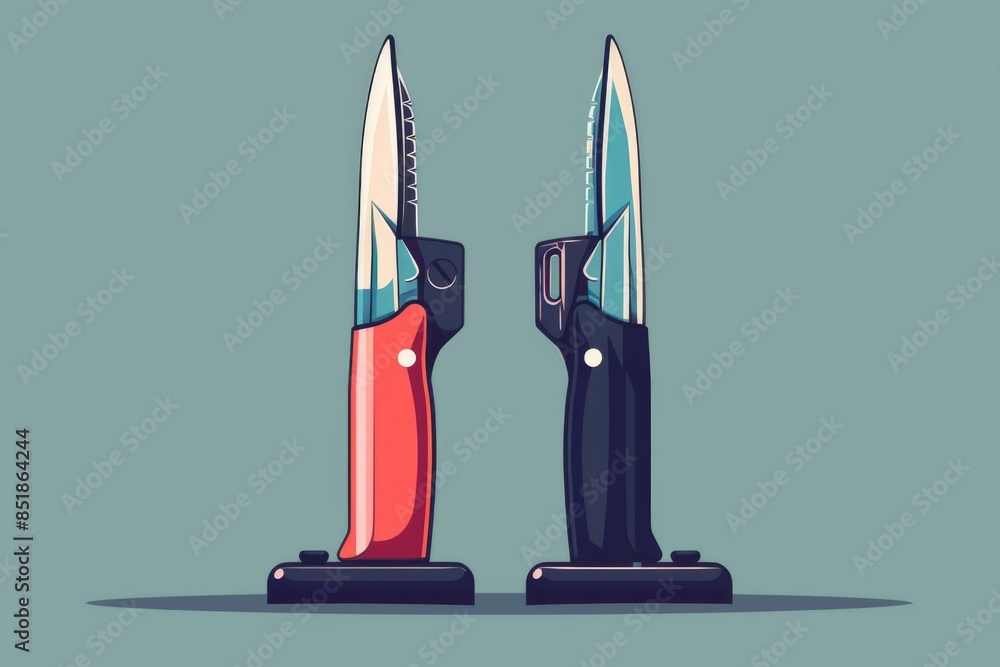 Poster A pair of scissors stacked on top of each other, ready for use