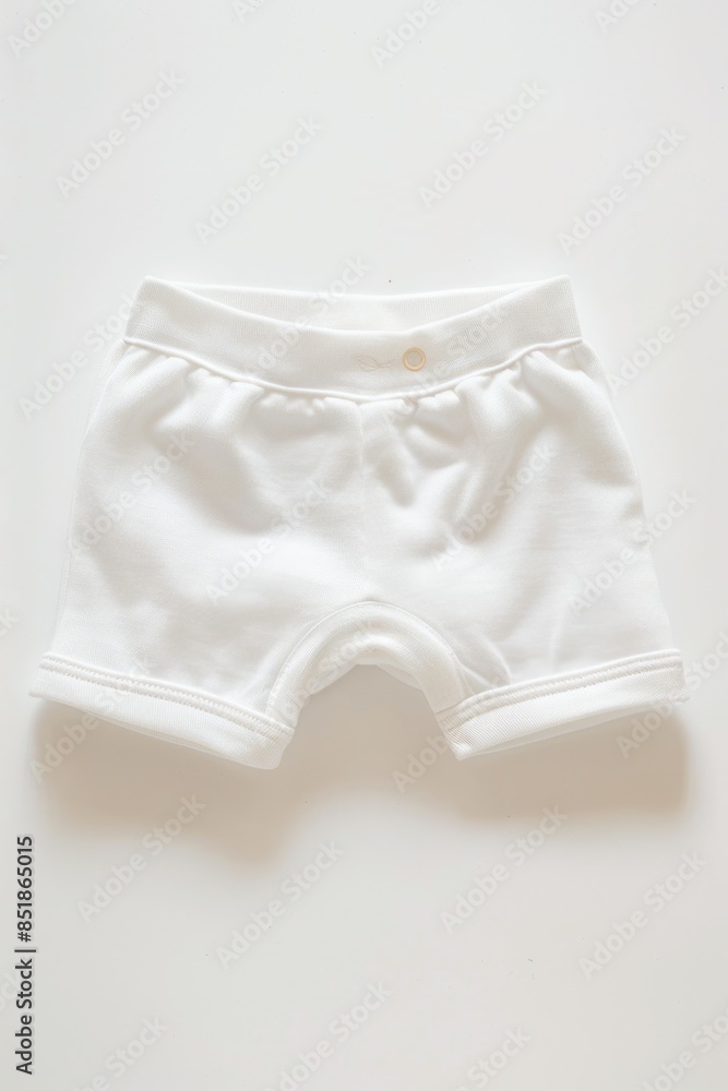 Poster a pair of white shorts placed on a table, possibly for display or storage